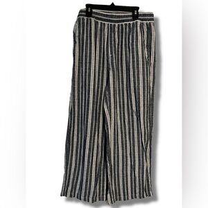 Old Navy High-Rise Wide Leg Pants - Dark Blue and White